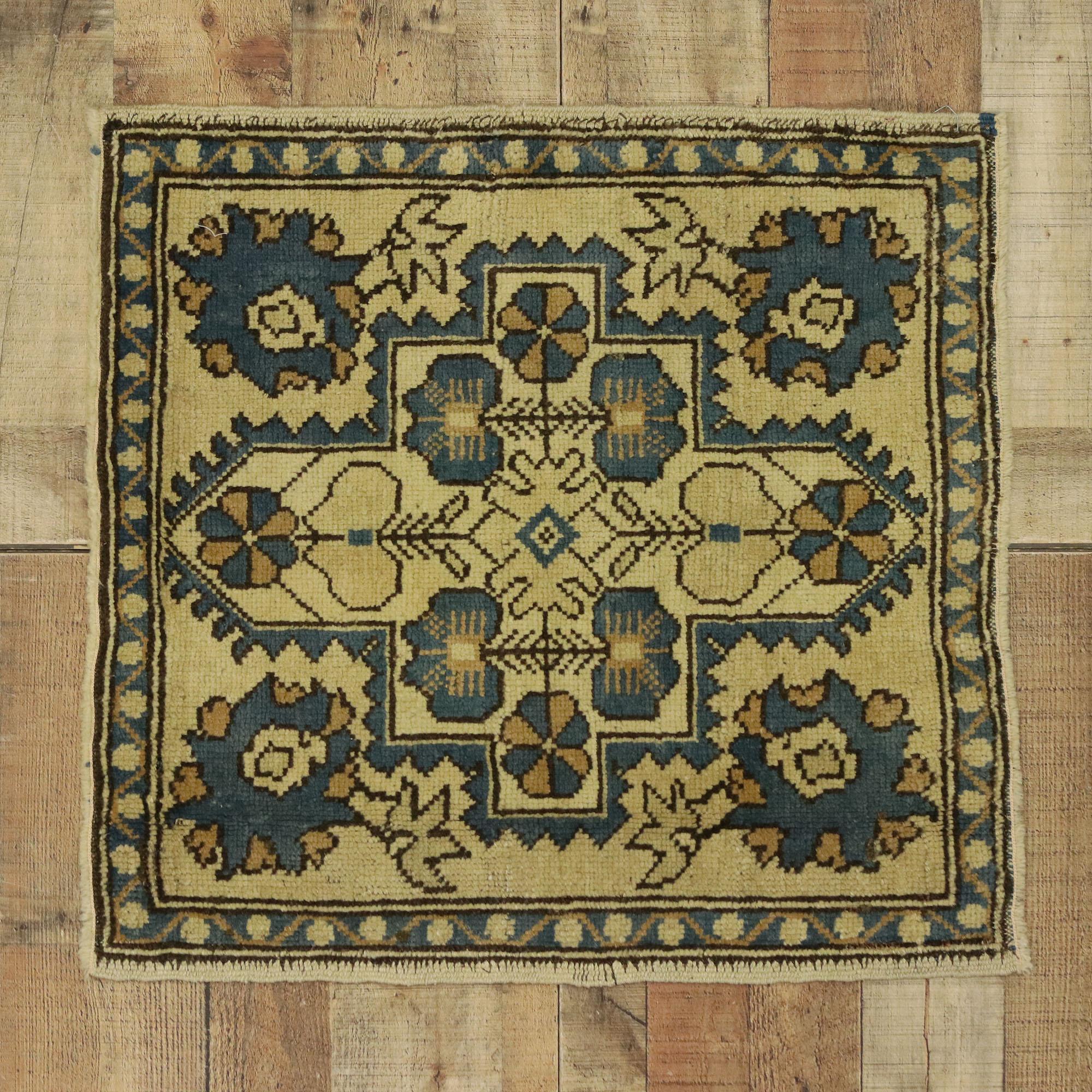 Square Vintage Turkish Oushak Rug For Sale 3