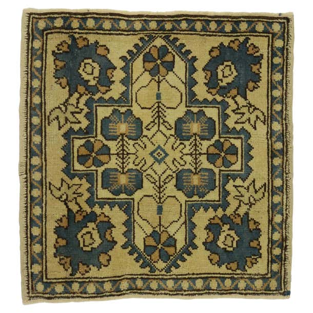 Square Vintage Turkish Oushak Rug For Sale at 1stDibs