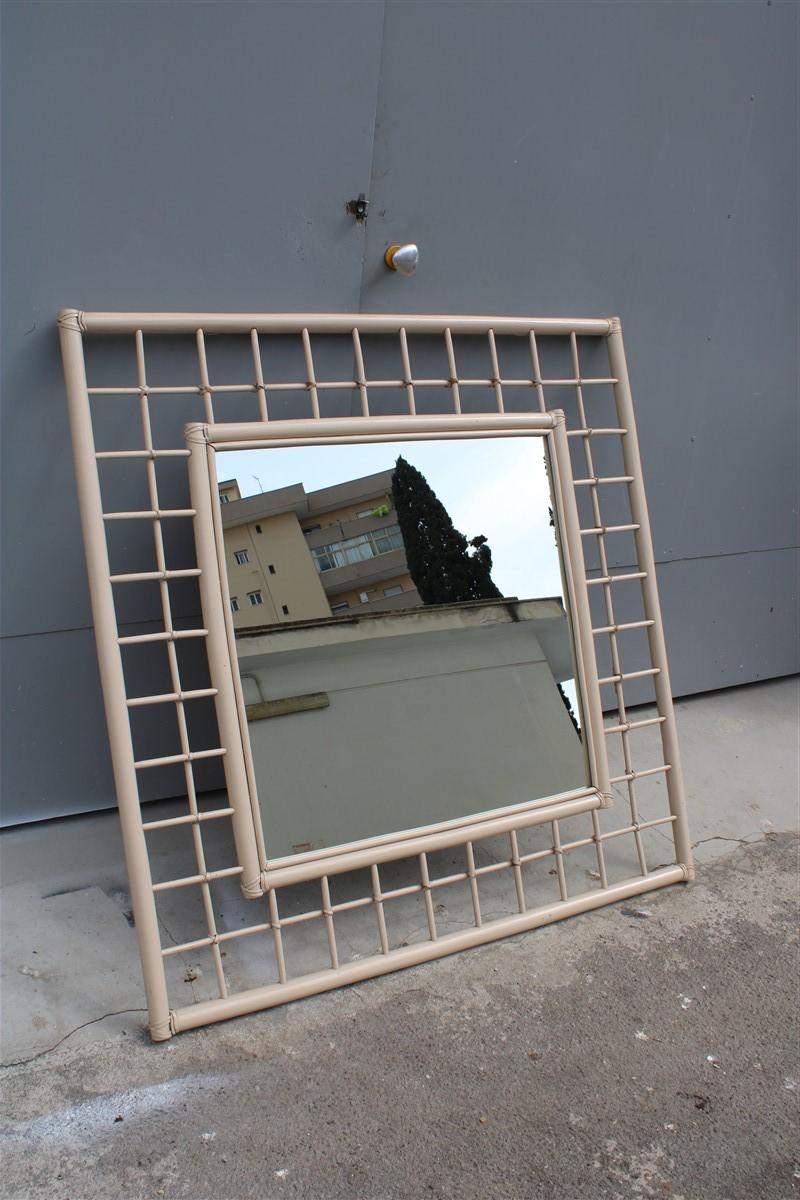 European Square Vivai del Sud Great Mirror Italian Design 1970s Lacquered White For Sale