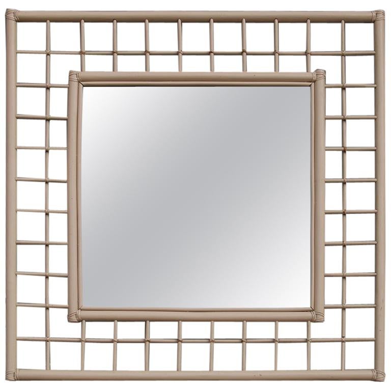 Square Vivai del Sud Great Mirror Italian Design 1970s Lacquered White
