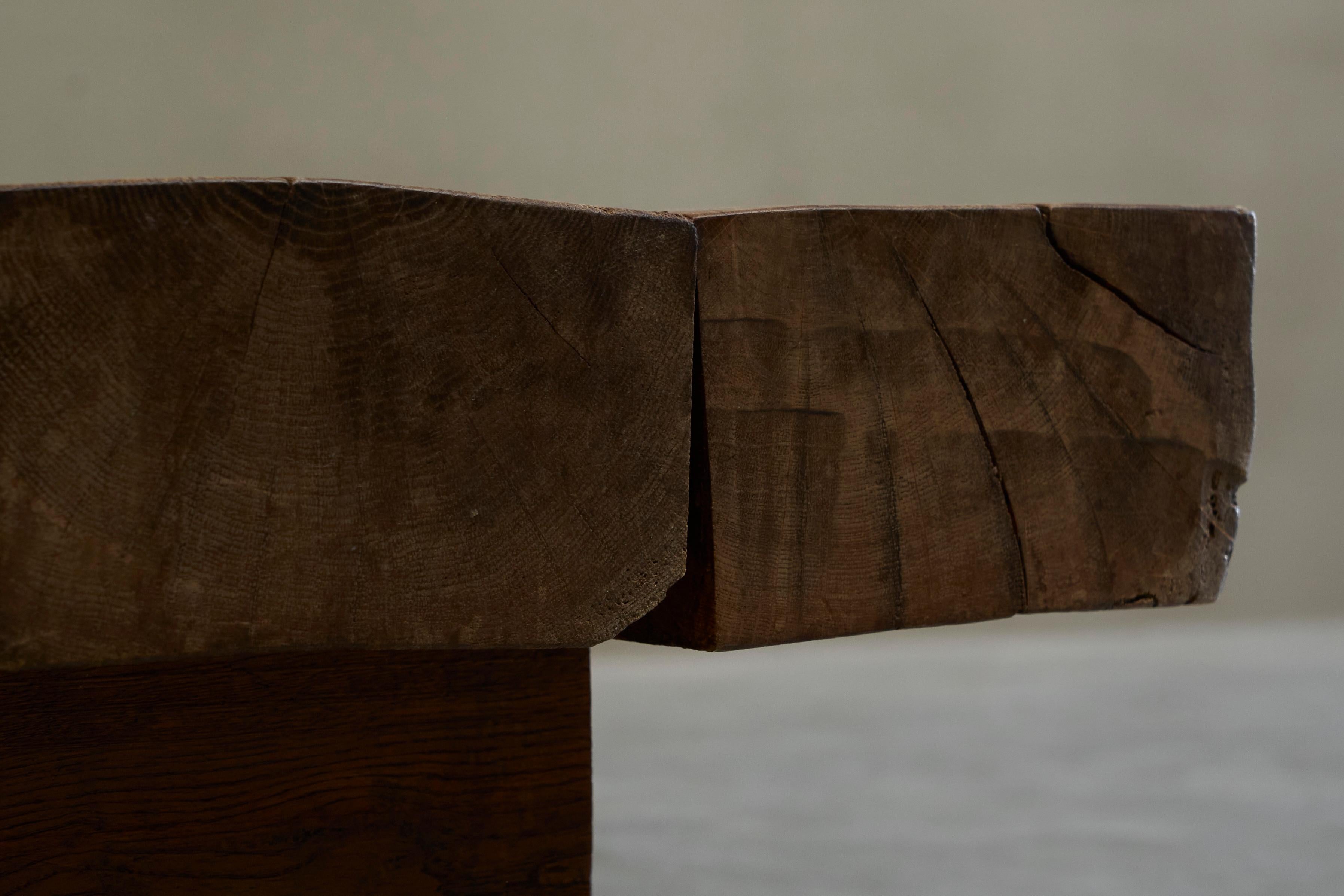 Table basse carrée de style Wabi Sabi en Oak Oak massif Europe 1960s en vente 9