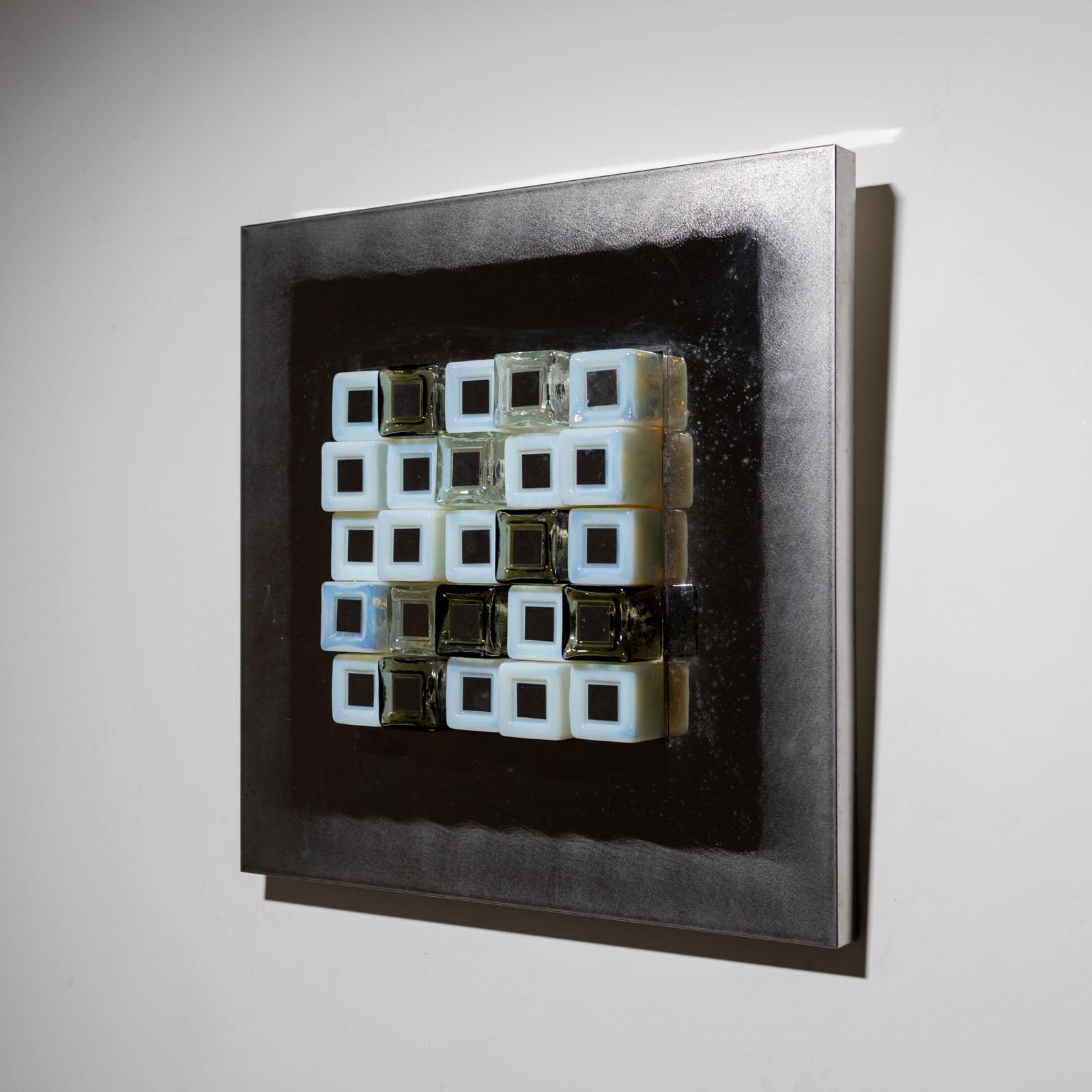 Metal Square Wall Lamp by Angelo Brotto (1914-2002) for Esperia, Italy 1970s For Sale