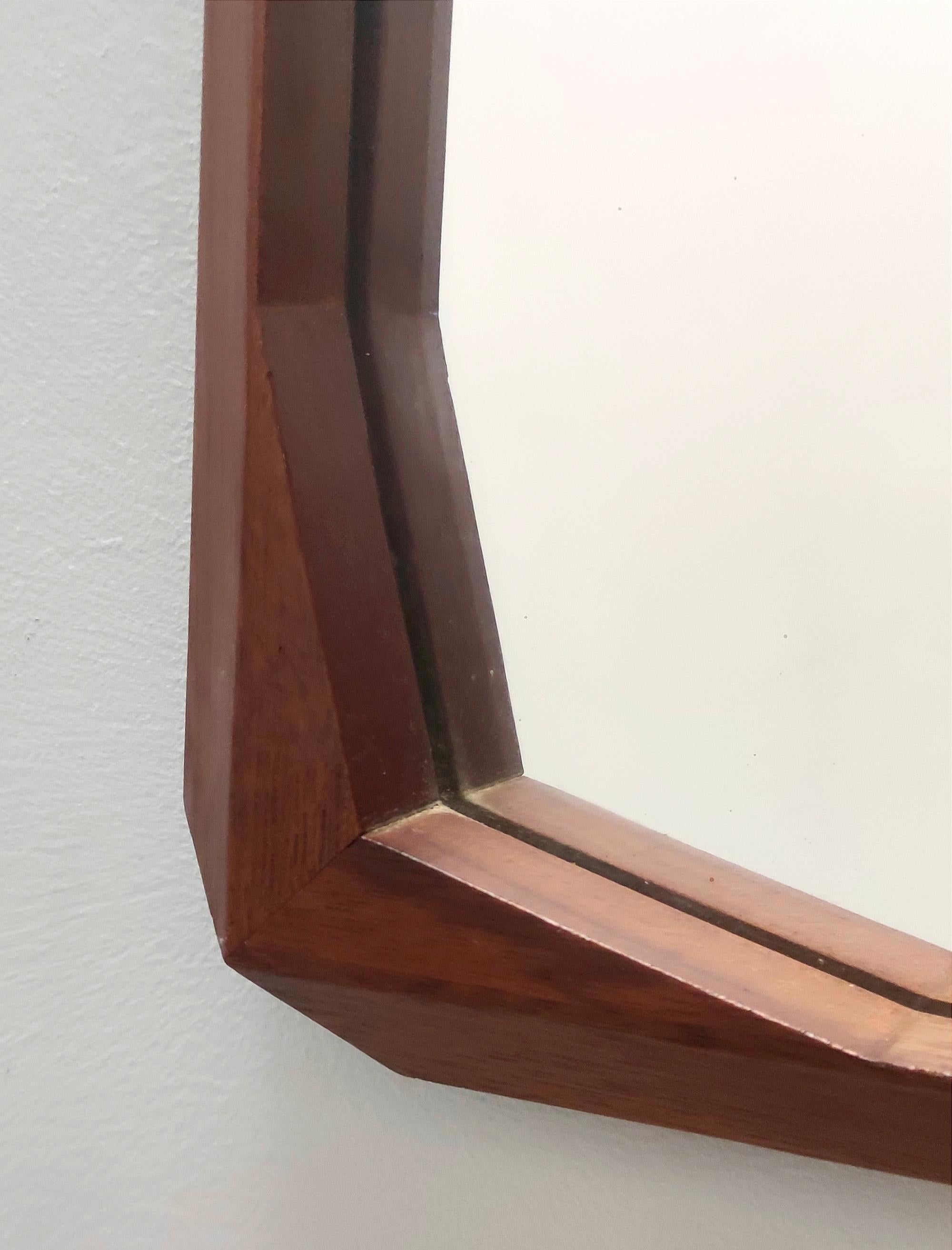 Square Wall Mirror by Dino Cavalli with Ebonized Walnut Frame, Italy For Sale 4