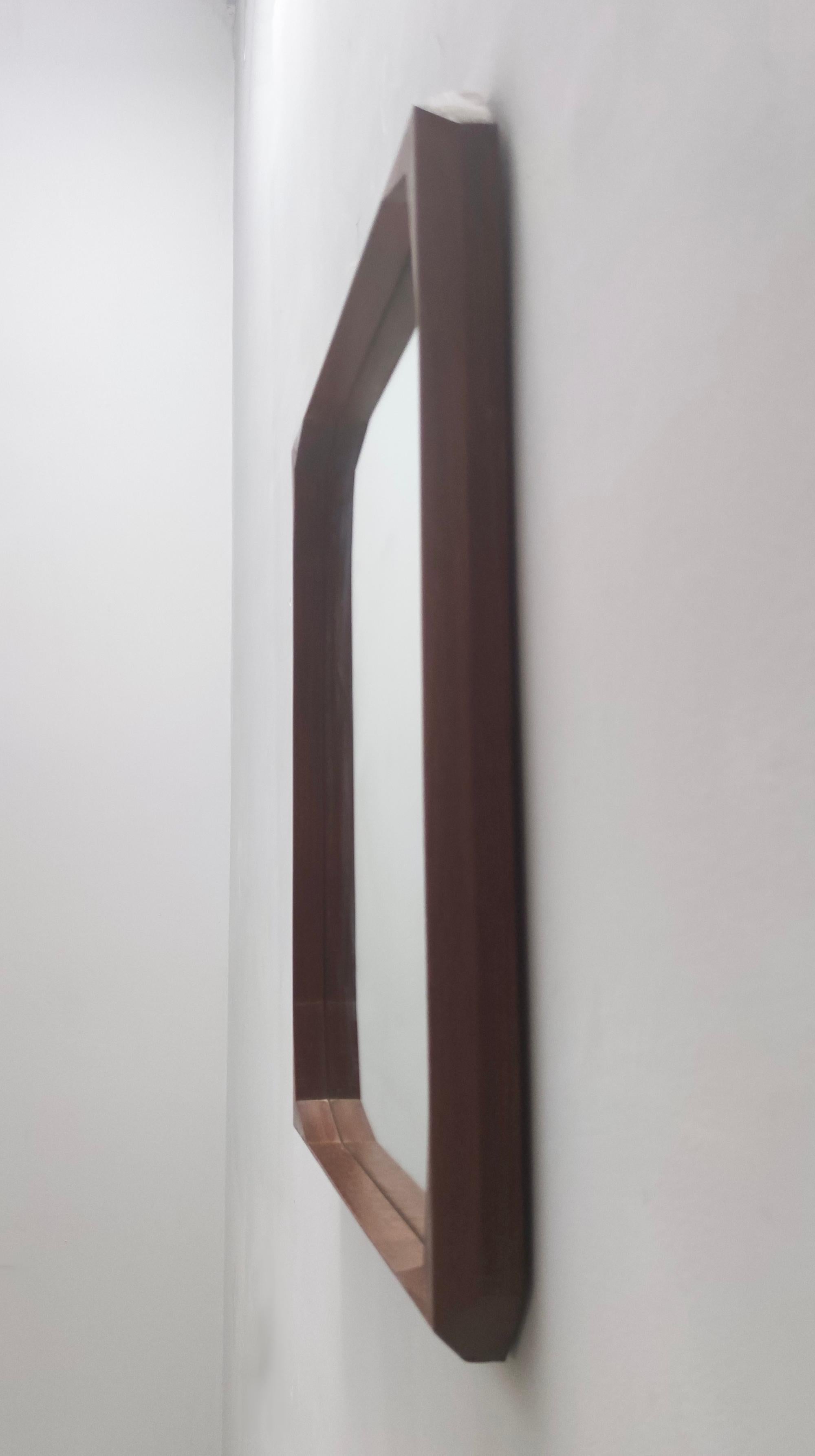 Italian Square Wall Mirror by Dino Cavalli with Ebonized Walnut Frame, Italy For Sale