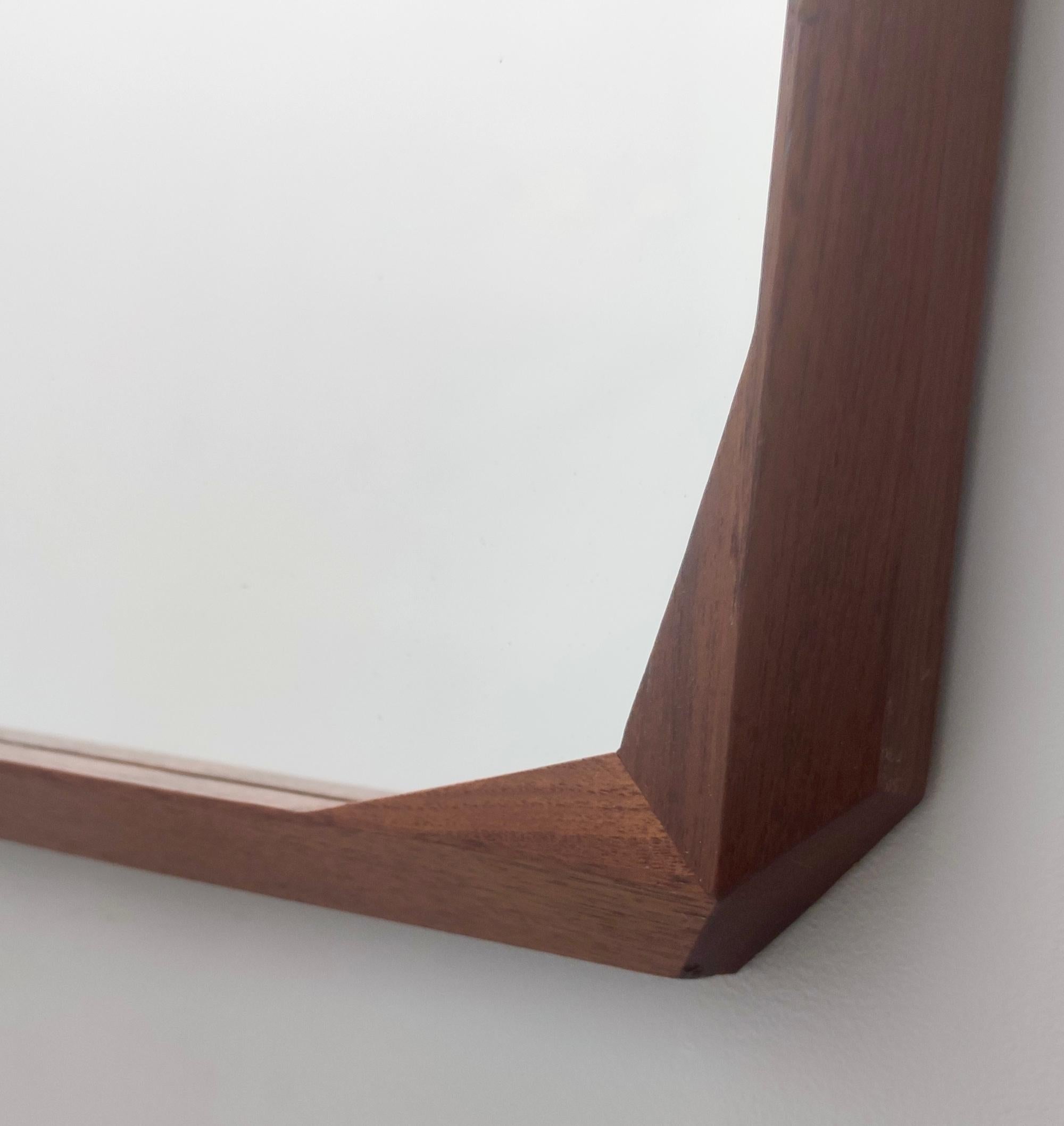 Mid-20th Century Square Wall Mirror by Dino Cavalli with Ebonized Walnut Frame, Italy For Sale