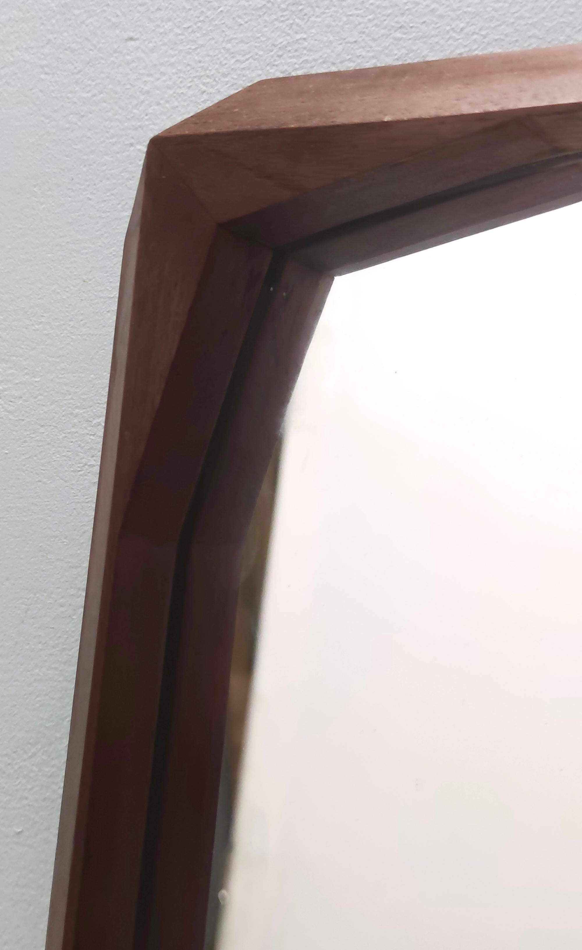 Square Wall Mirror by Dino Cavalli with Ebonized Walnut Frame, Italy For Sale 1