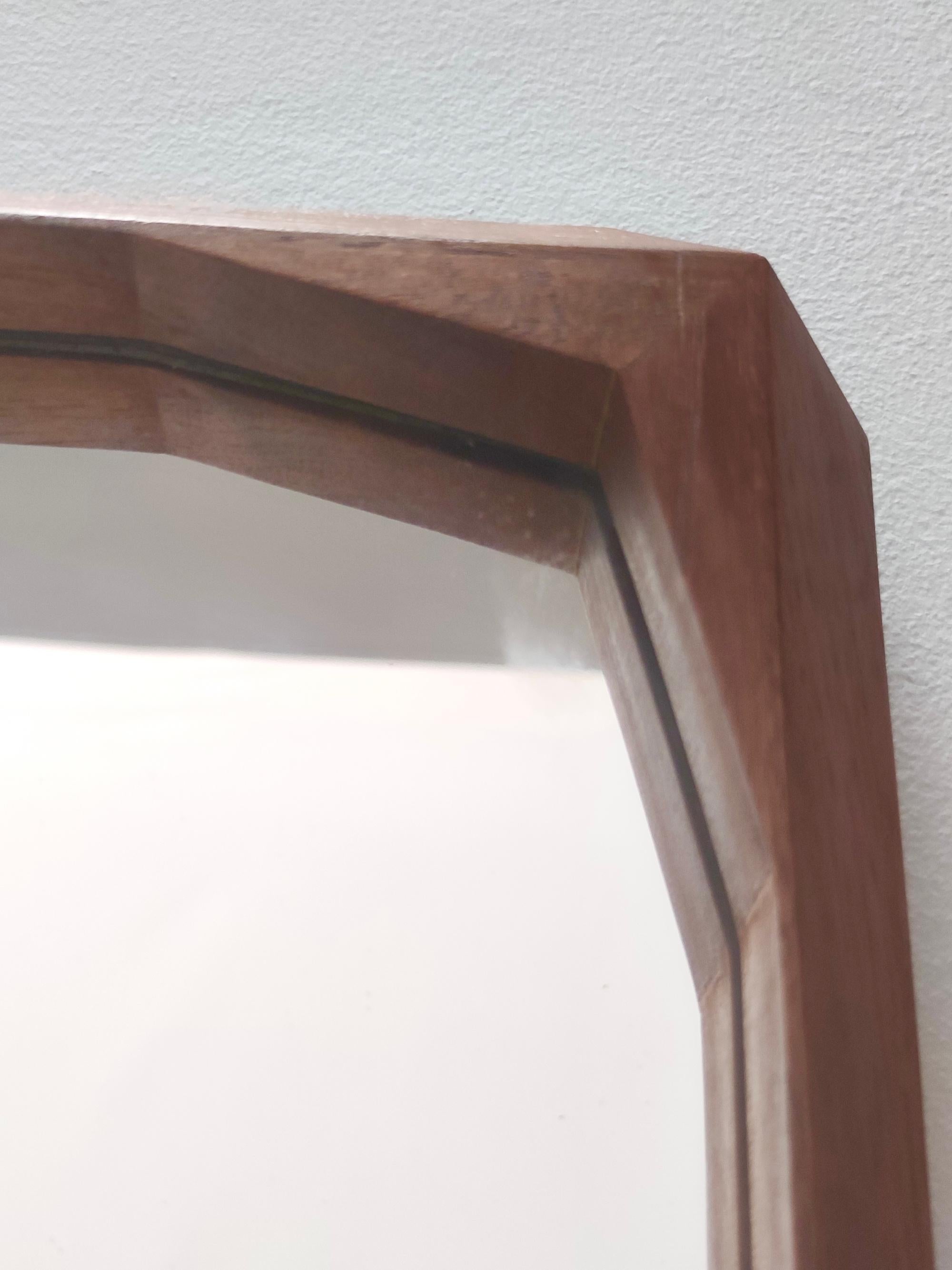 Square Wall Mirror by Dino Cavalli with Ebonized Walnut Frame, Italy For Sale 2