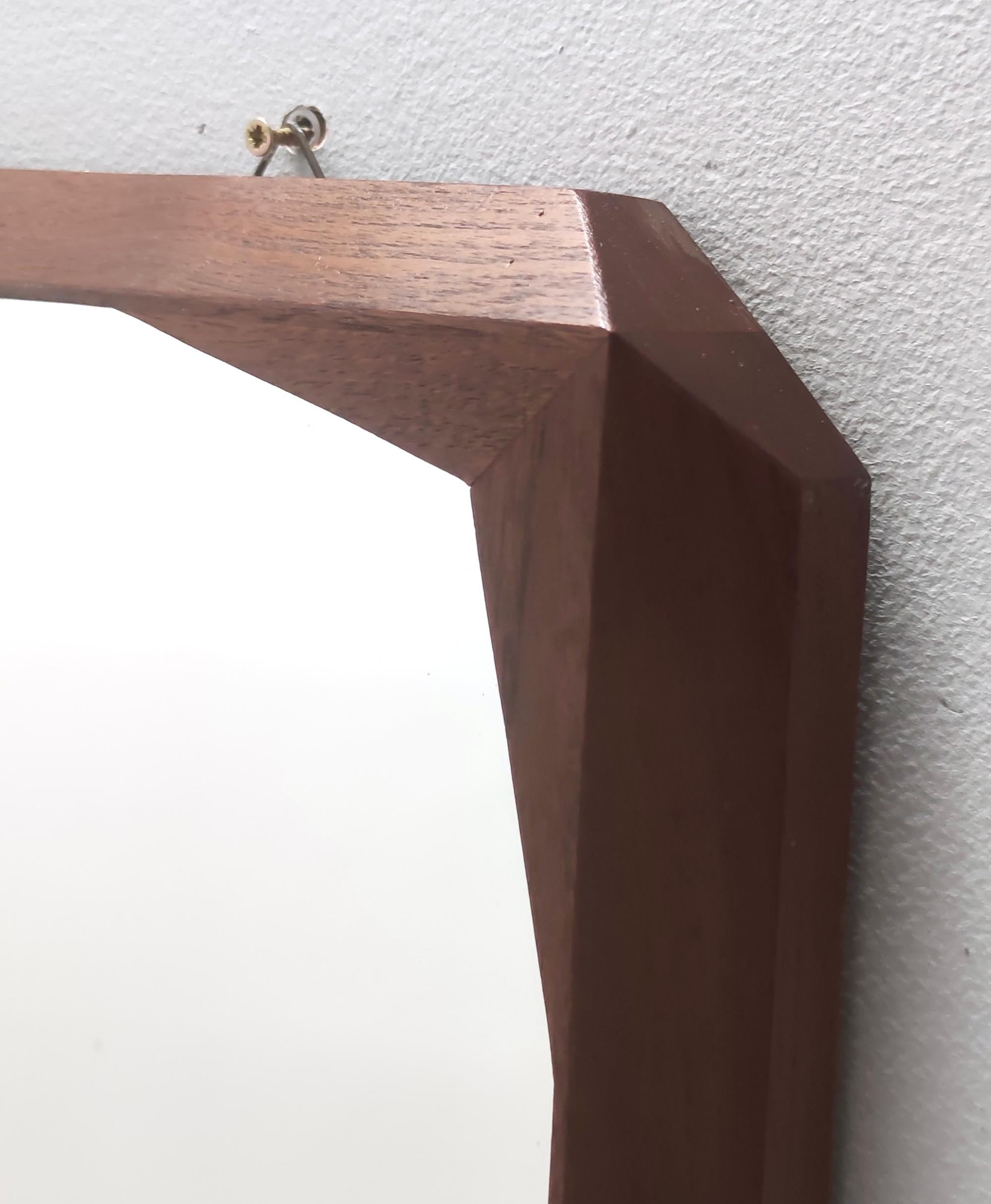 Square Wall Mirror by Dino Cavalli with Ebonized Walnut Frame, Italy For Sale 3