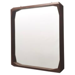 Square Wall Mirror by Dino Cavalli with Ebonized Walnut Frame, Italy