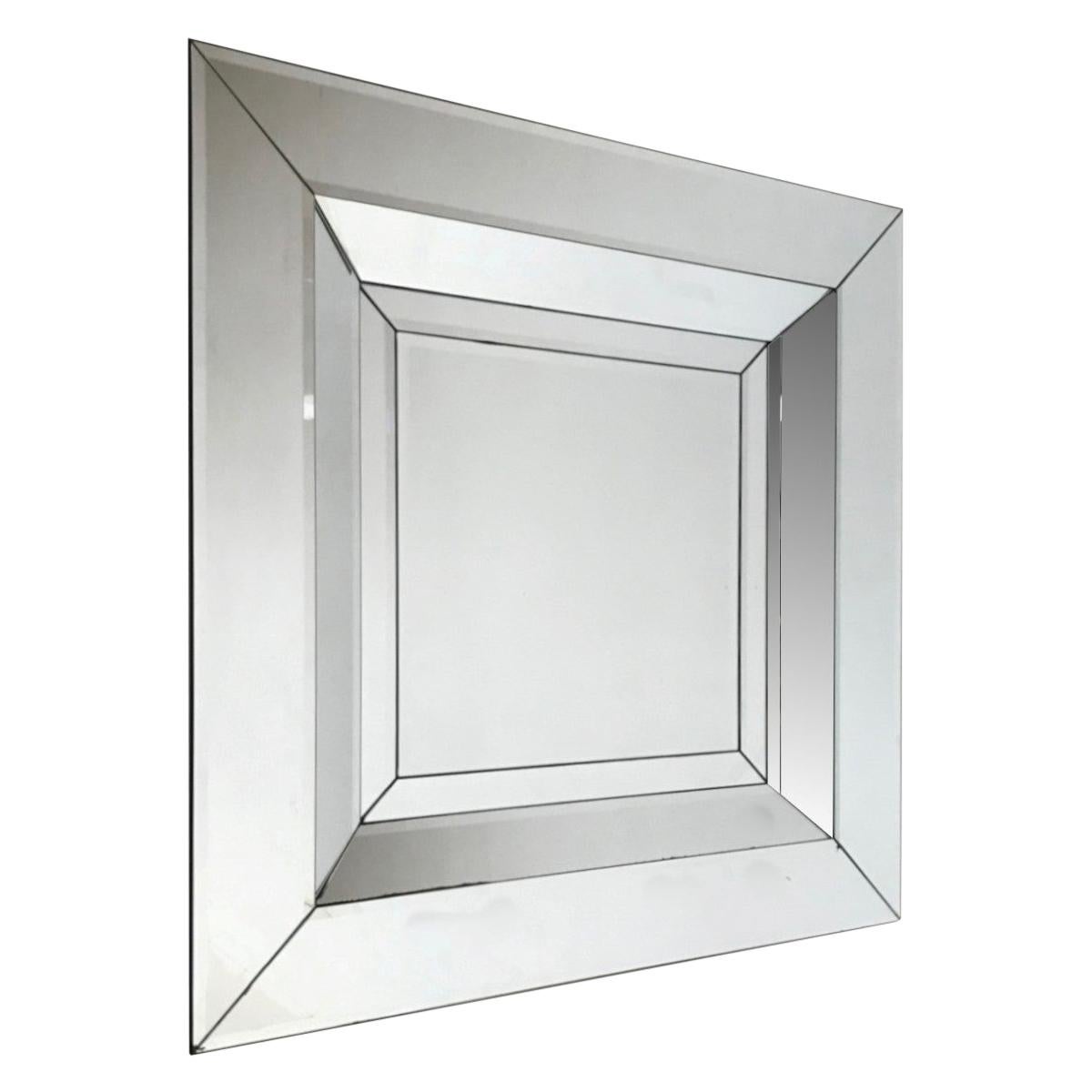 Square Metal and Leather Mirror For Sale at 1stDibs