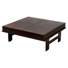 Square Walnut Coffee Table With Storage By Giovanni Michelucci, Italy 1960's