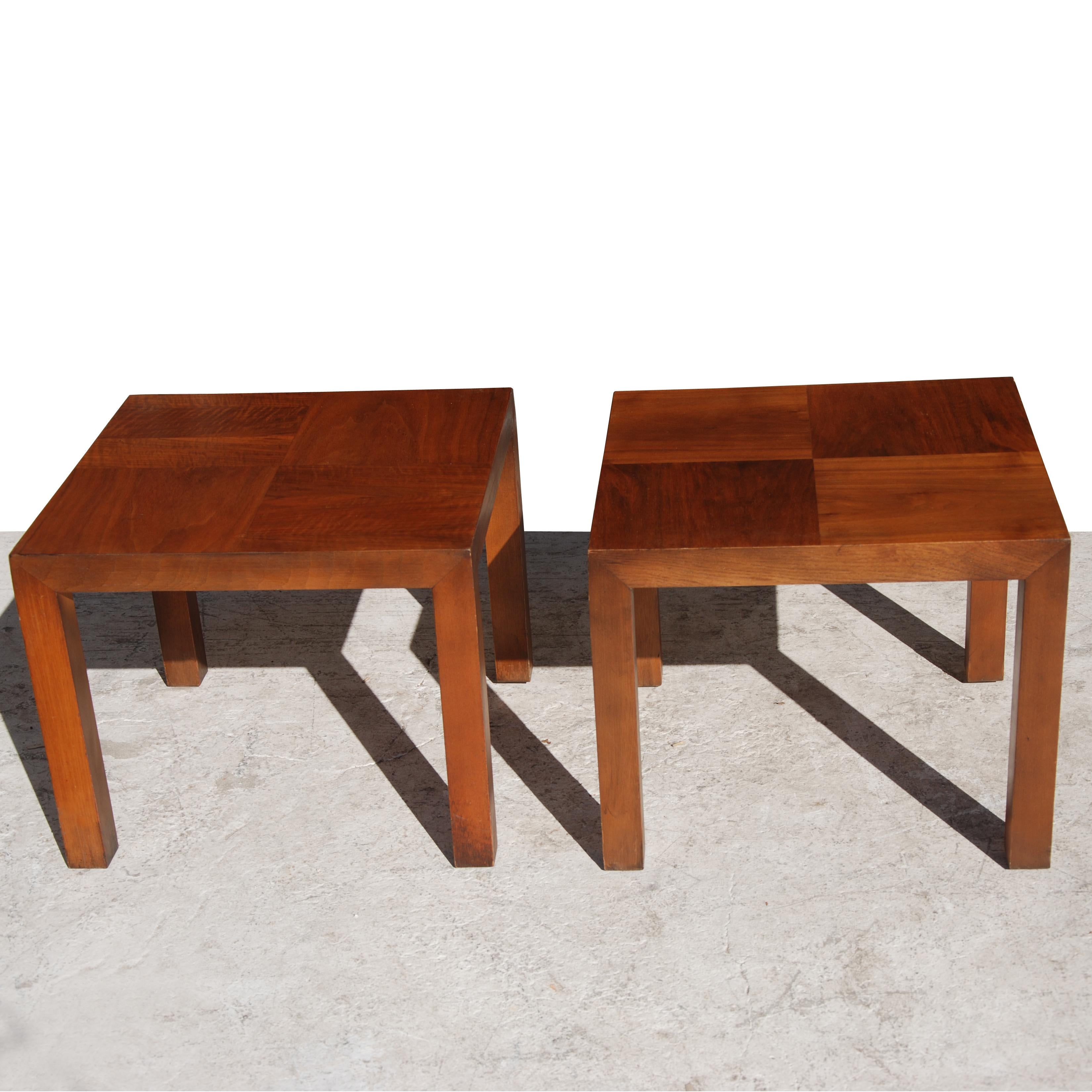 American Square Walnut End Tables by Lane Furniture For Sale