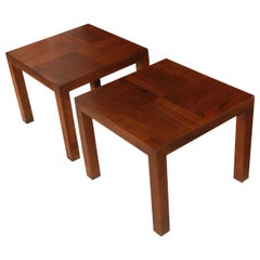 Vintage Square Walnut End Tables by Lane Furniture