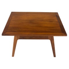Square Walnut Mid Century Modern "Floating" Top Coffee Center Table Risom Style