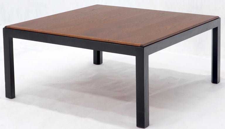 Square Walnut Top Ebonized Base Center Coffee Table For Sale 2