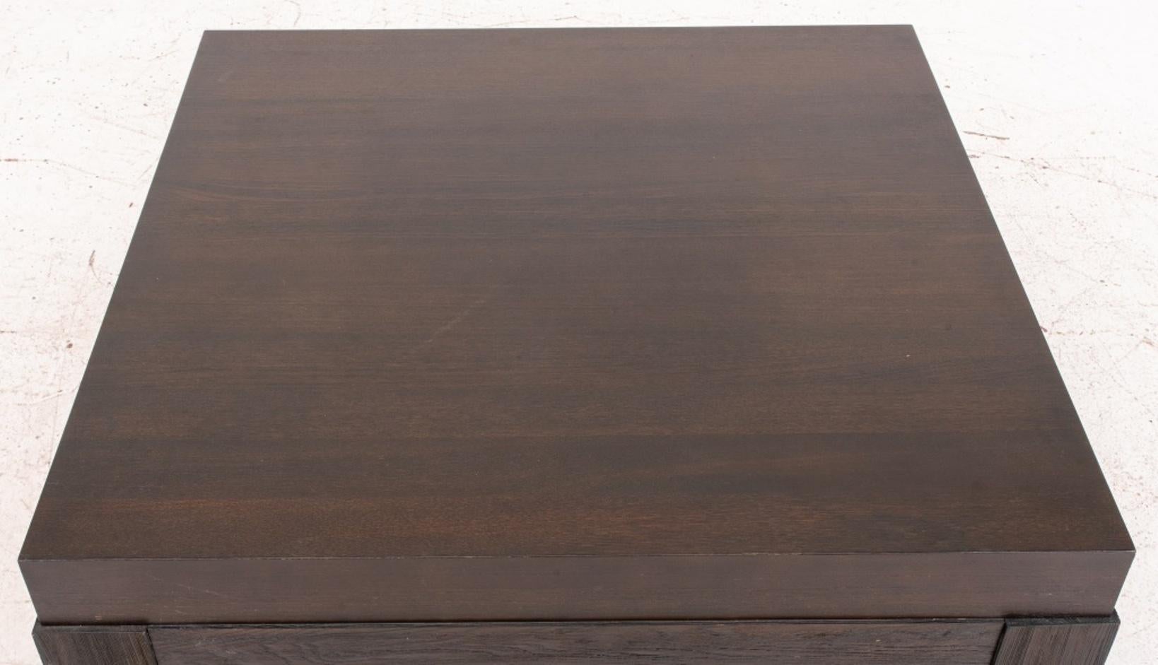 Square Wenge-Stained Oak Low Table In Good Condition For Sale In New York, NY