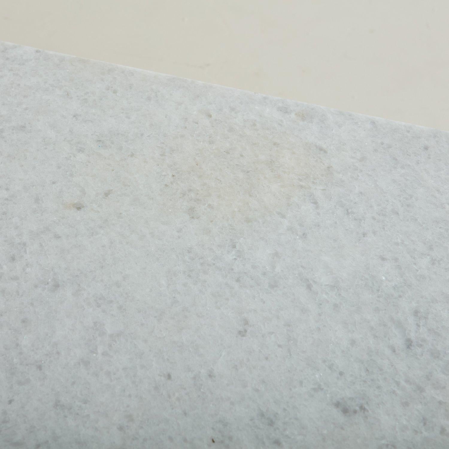 Late 20th Century Square White Crystalline Marble Coffee Table on X-Base, Italy 1970s