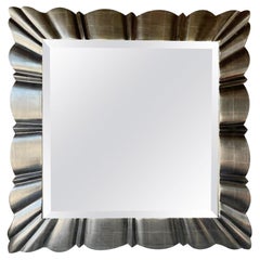Vintage Square White Gold Leaf Mirror by Bryan Cox