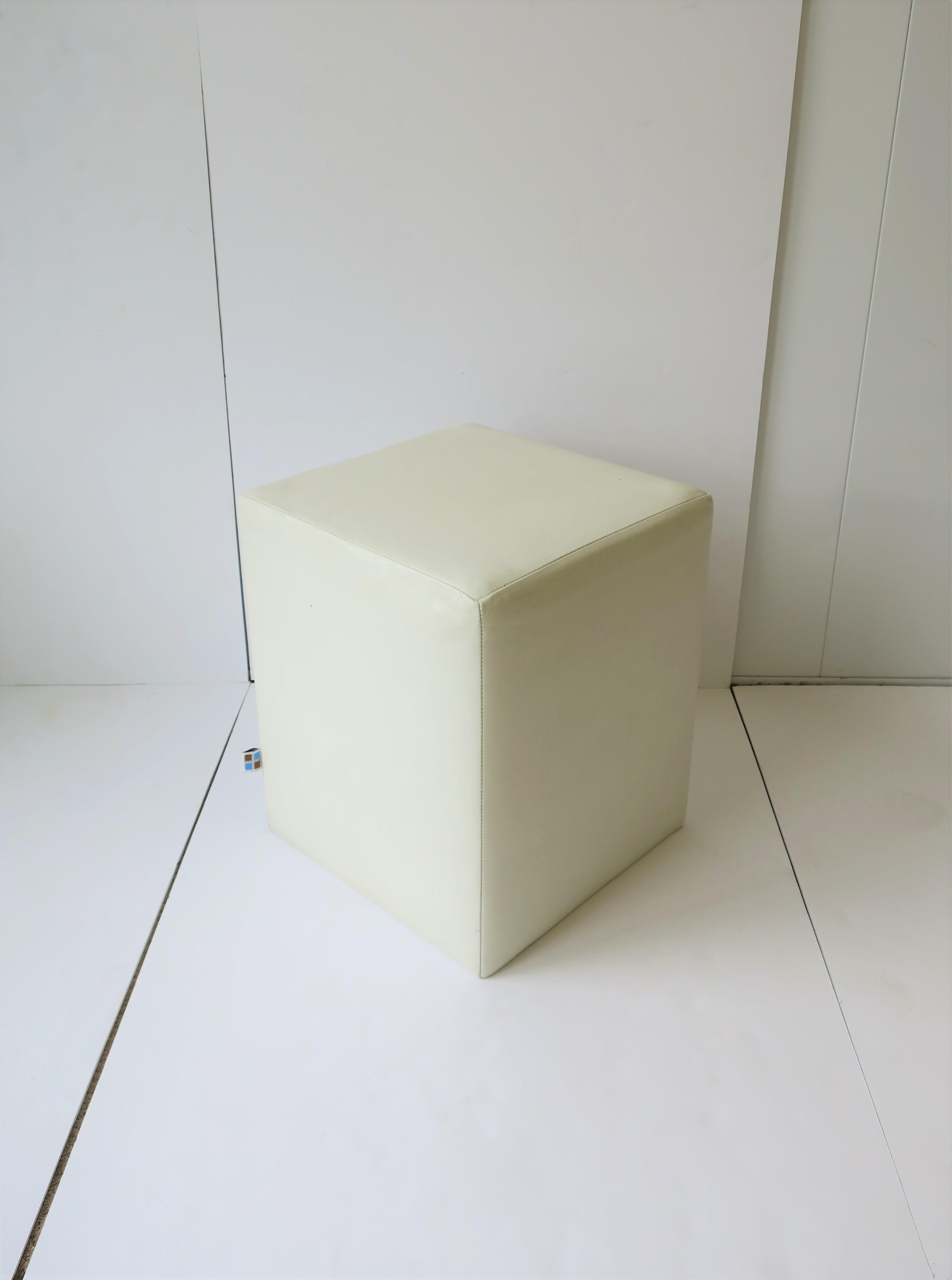 Modern White Leather Stool Seat  For Sale 3