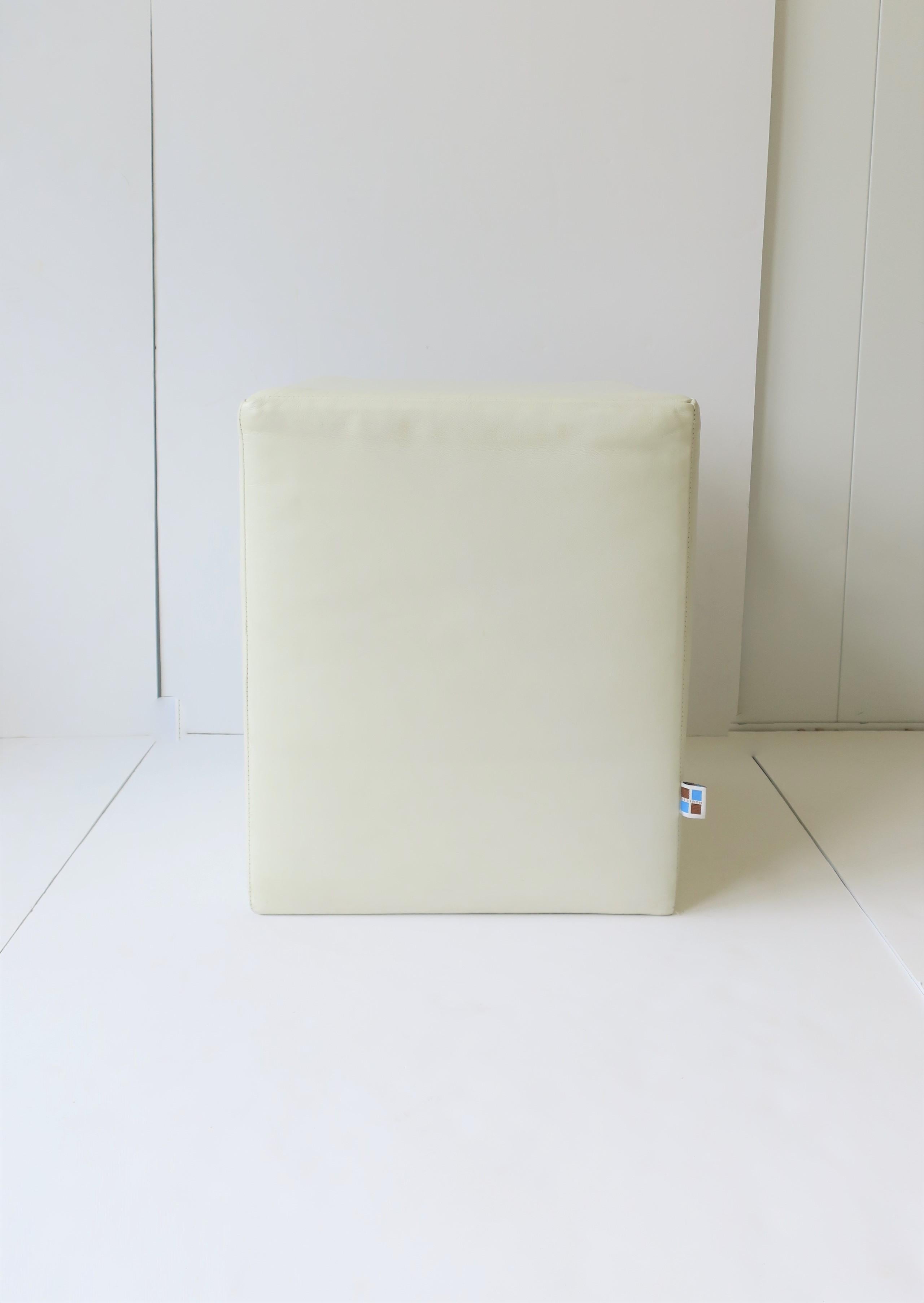 Modern White Leather Stool Seat  For Sale 4
