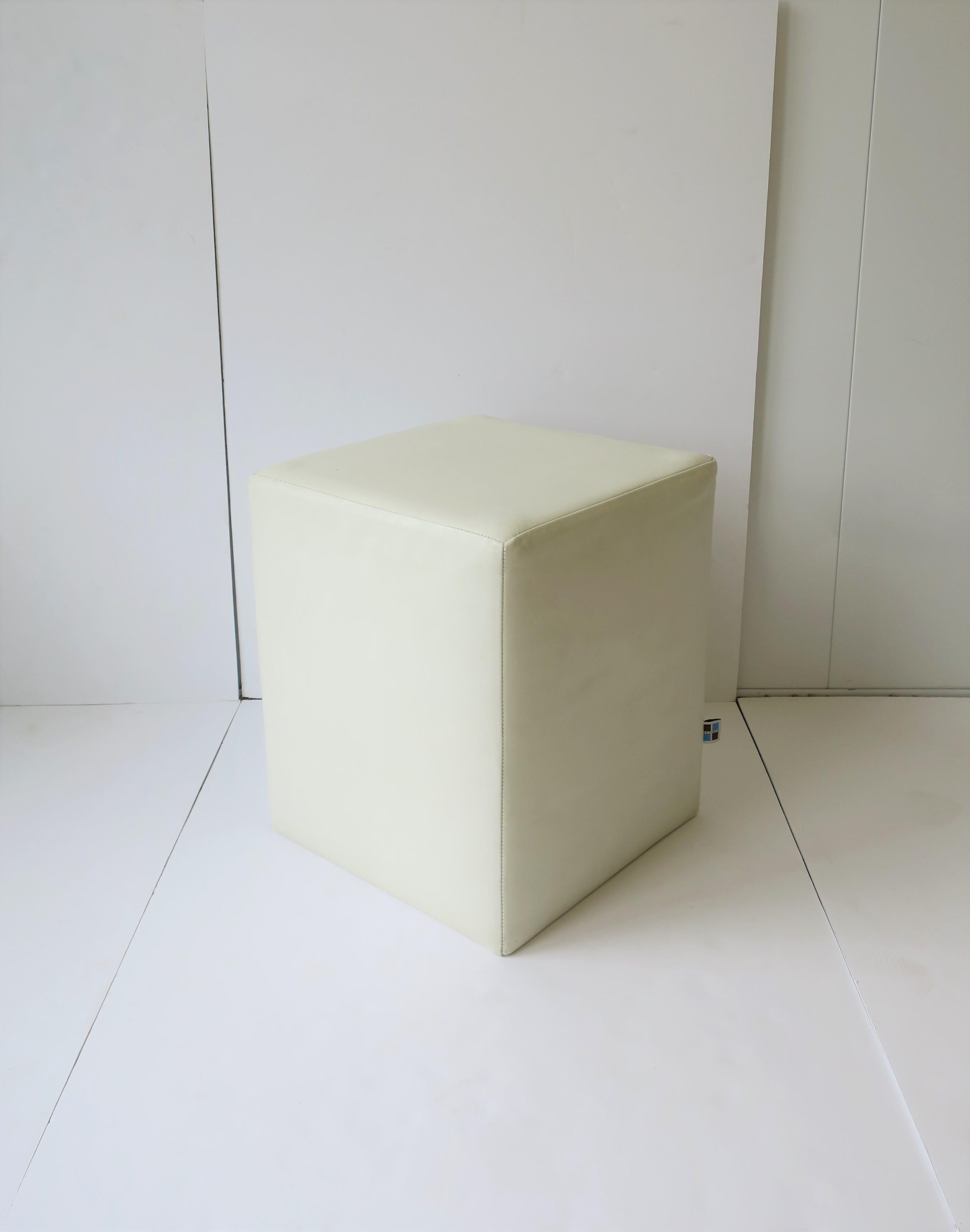 Modern White Leather Stool Seat  For Sale 5