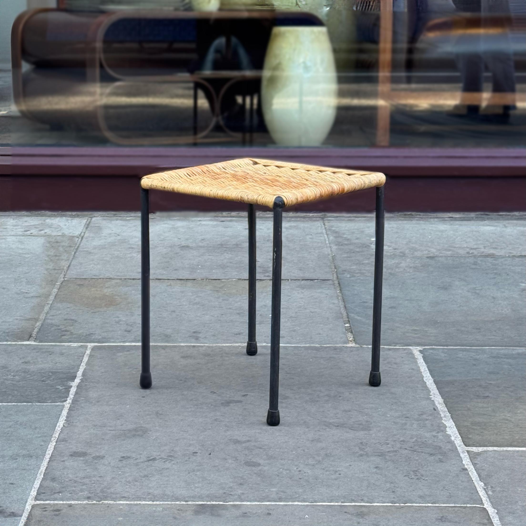 Mid-Century Modern Square Wicker Side Table #1,  Carl Auböck II, 1950s For Sale