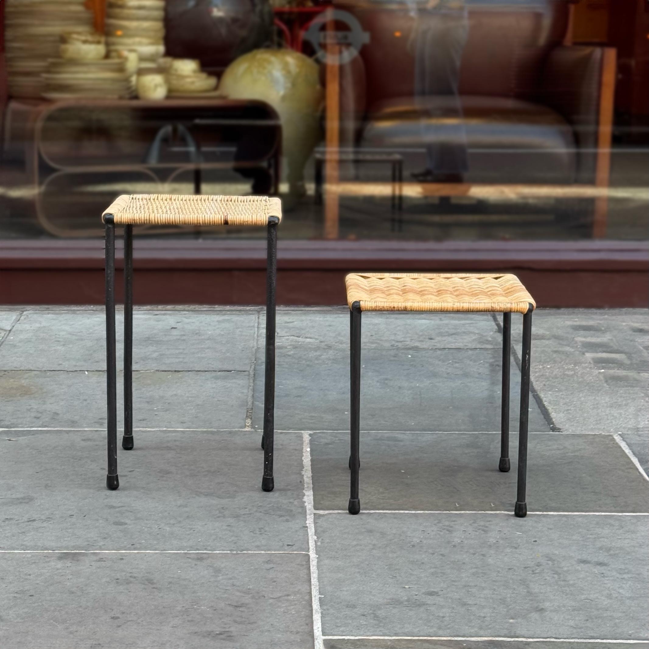 Square Wicker Side Table #1,  Carl Auböck II, 1950s In Fair Condition For Sale In London, GB
