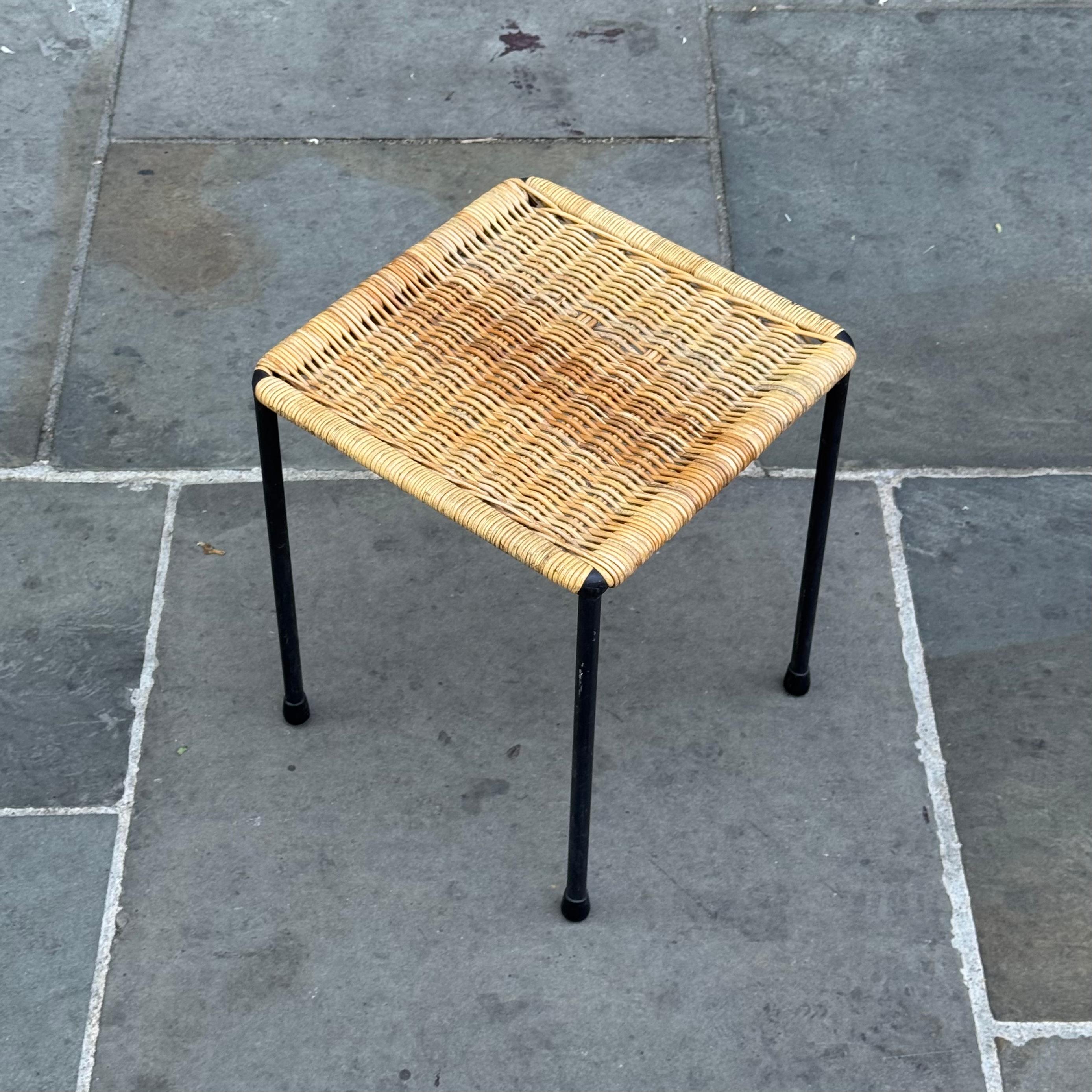 20th Century Square Wicker Side Table #1,  Carl Auböck II, 1950s For Sale