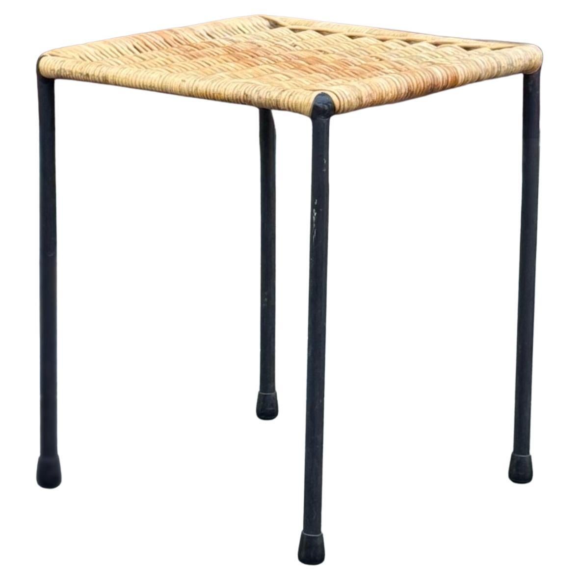 Table d'appoint carrée en osier #1,  Carl Auböck II, années 1950