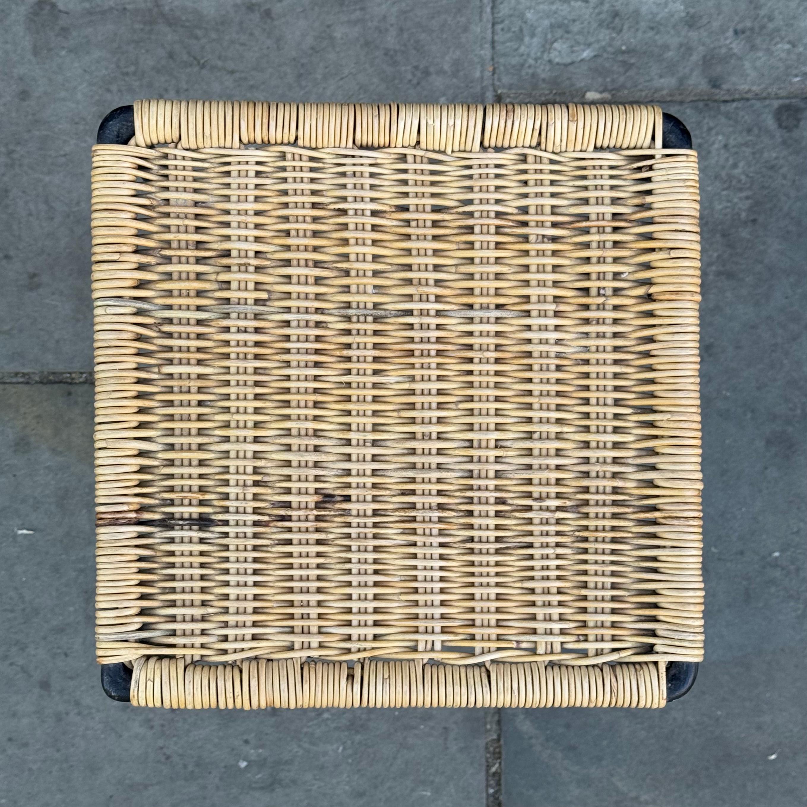 Mid-Century Modern Square Wicker Side Table #2/ Carl Auböck II, 1950s For Sale