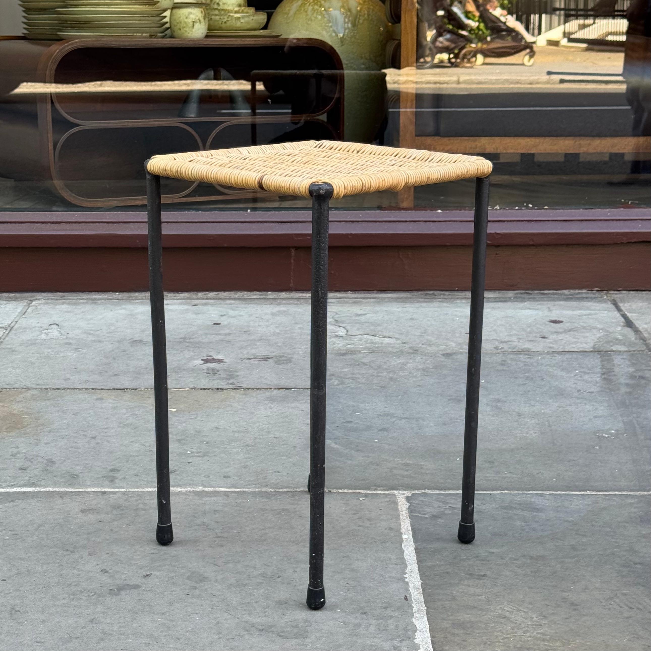 Austrian Square Wicker Side Table #2/ Carl Auböck II, 1950s For Sale