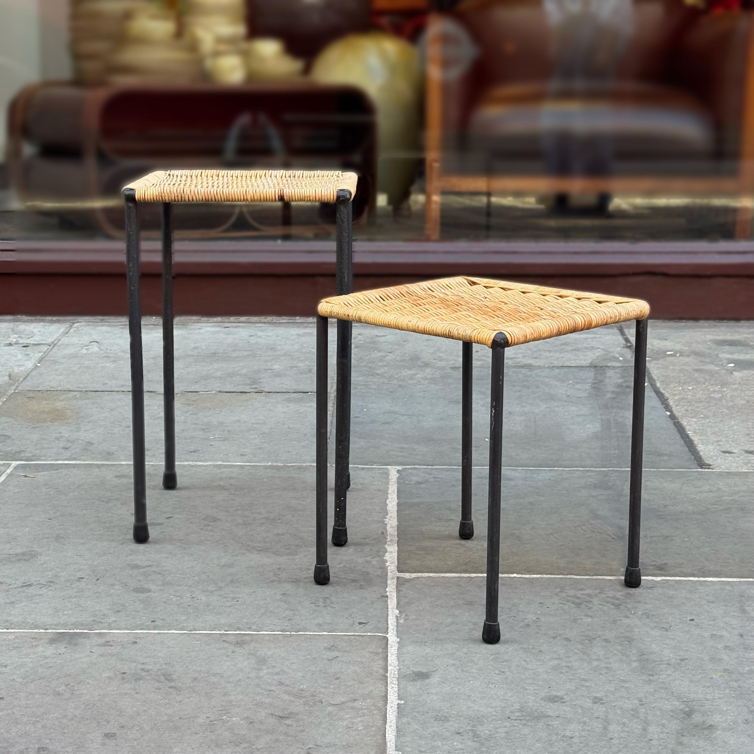 20th Century Square Wicker Side Table #2/ Carl Auböck II, 1950s For Sale