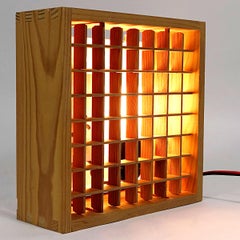 Square Wooden Ceiling Light with Grid Light Diffuser