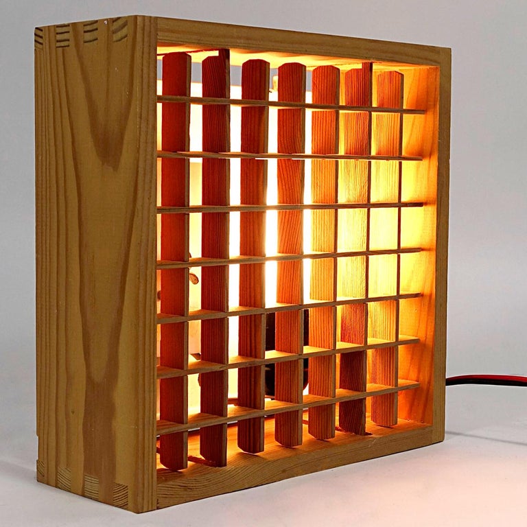 Square Wooden Ceiling Light with Grid Light Diffuser For Sale at 1stDibs