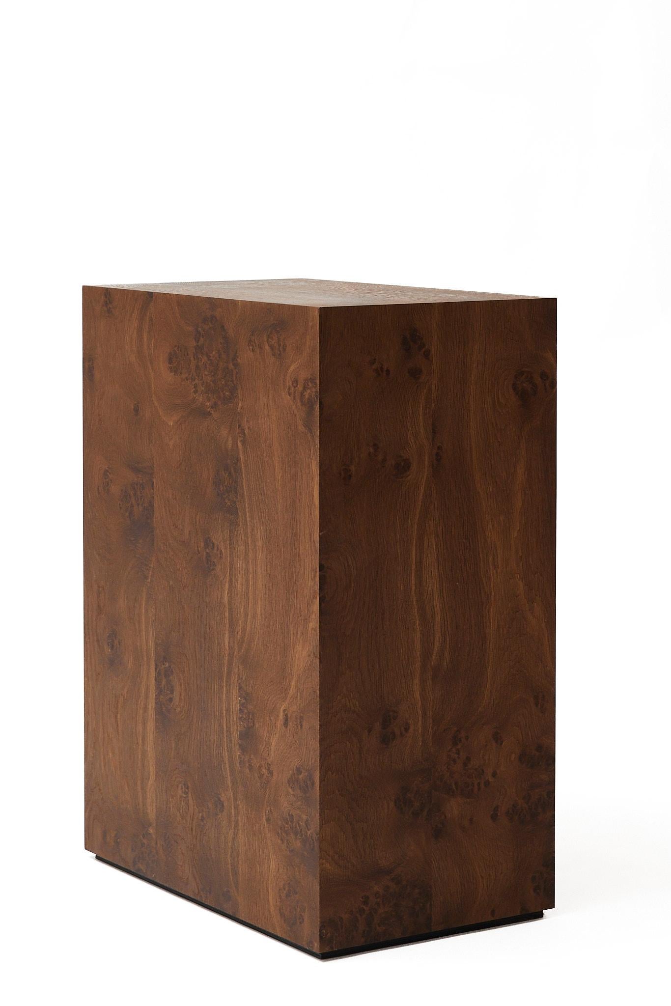Danish Square wooden pedestal stand in smoked oak For Sale