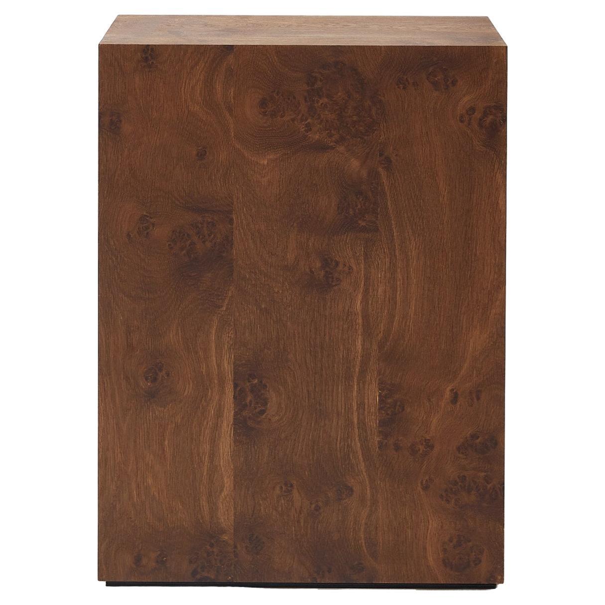 Square wooden pedestal stand in smoked oak For Sale