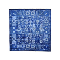 Square Wool and Silk Tone on Tone Tabriz Handmade Rug