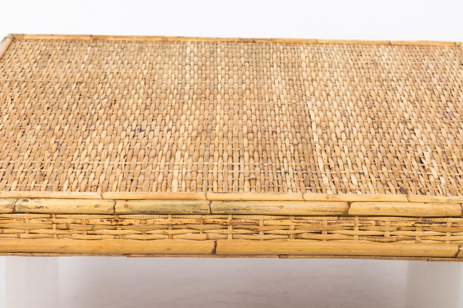 Square Woven Rattan Mid-Century Modern Coffee Table 4