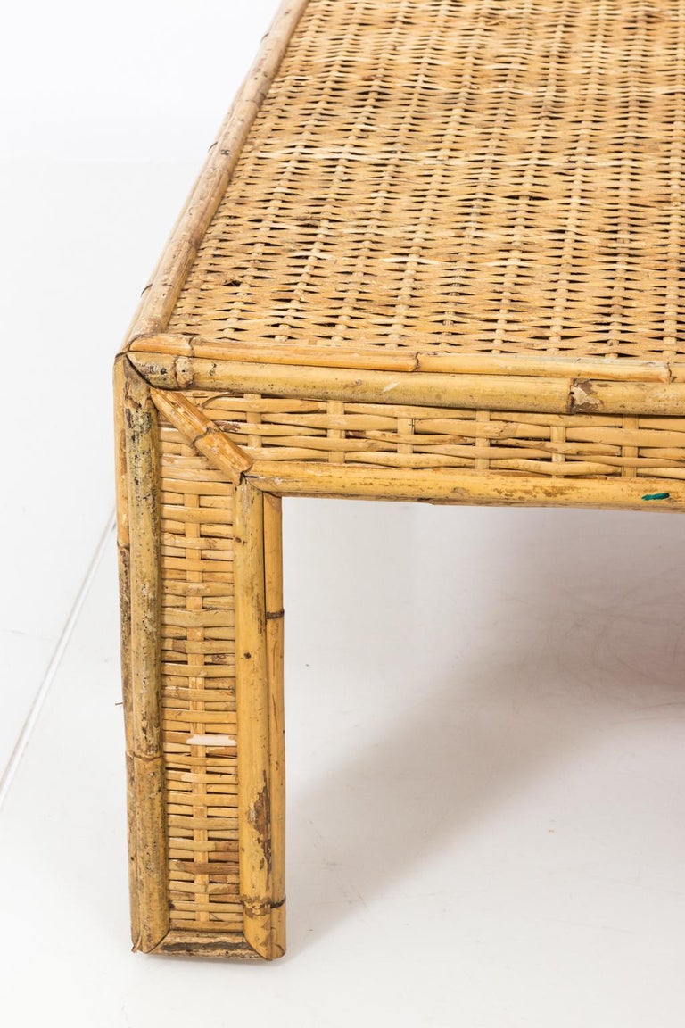 Square Woven Rattan MidCentury Modern Coffee Table at 1stDibs square