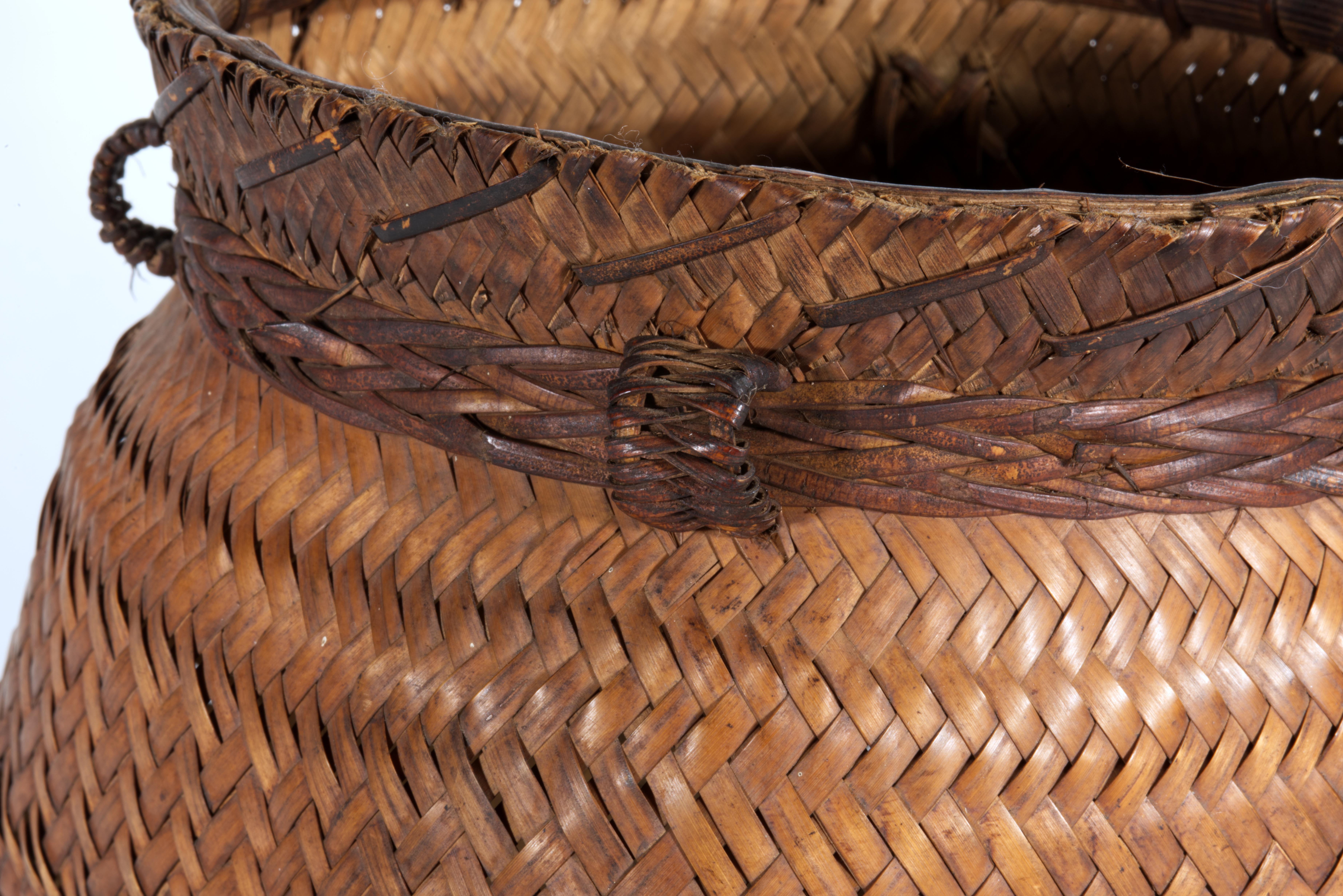Square Woven Smoked Bamboo Wicker Basket, Ifugao Folk Art 1
