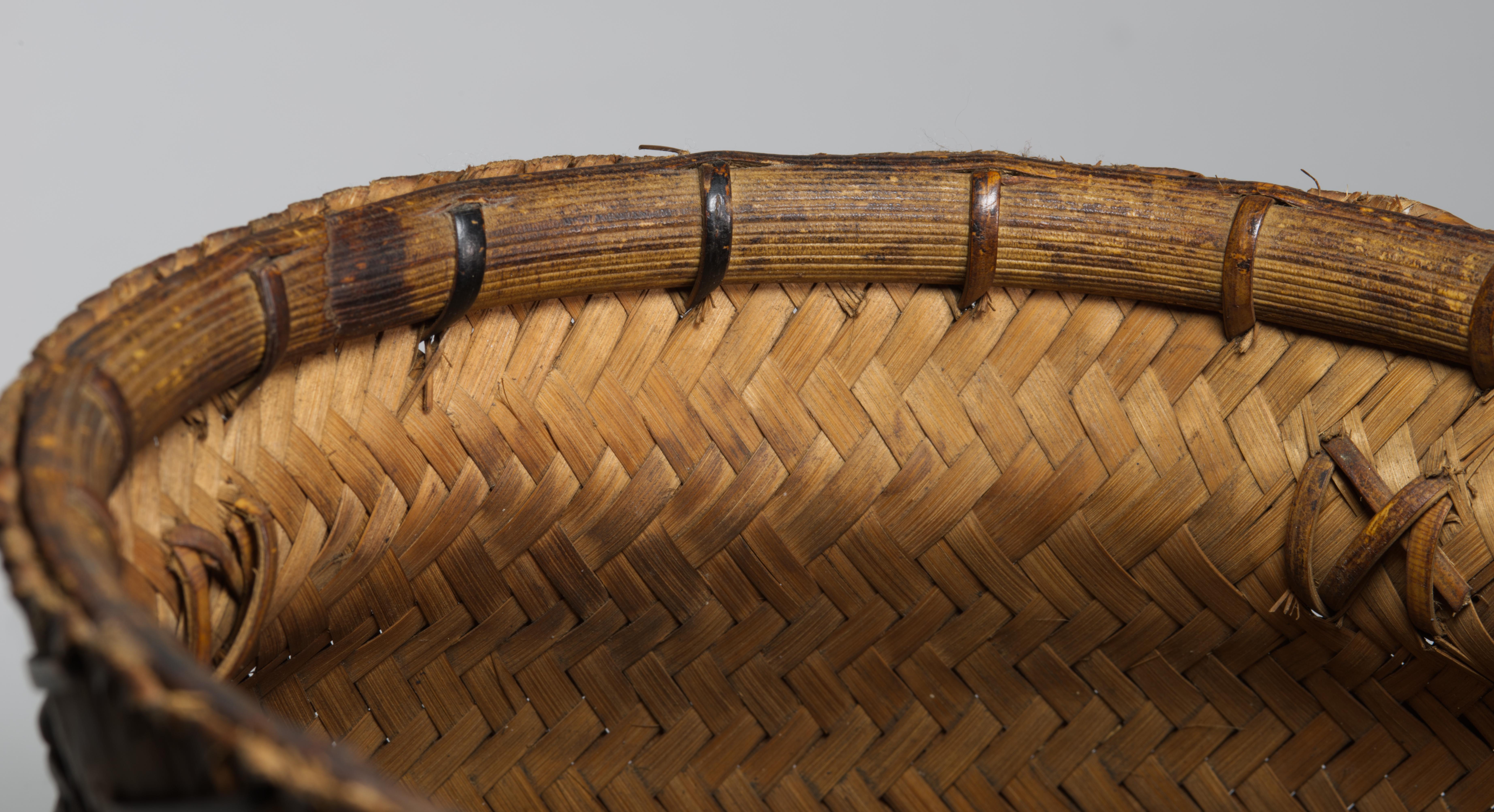 Square Woven Smoked Bamboo Wicker Basket, Ifugao Folk Art 2