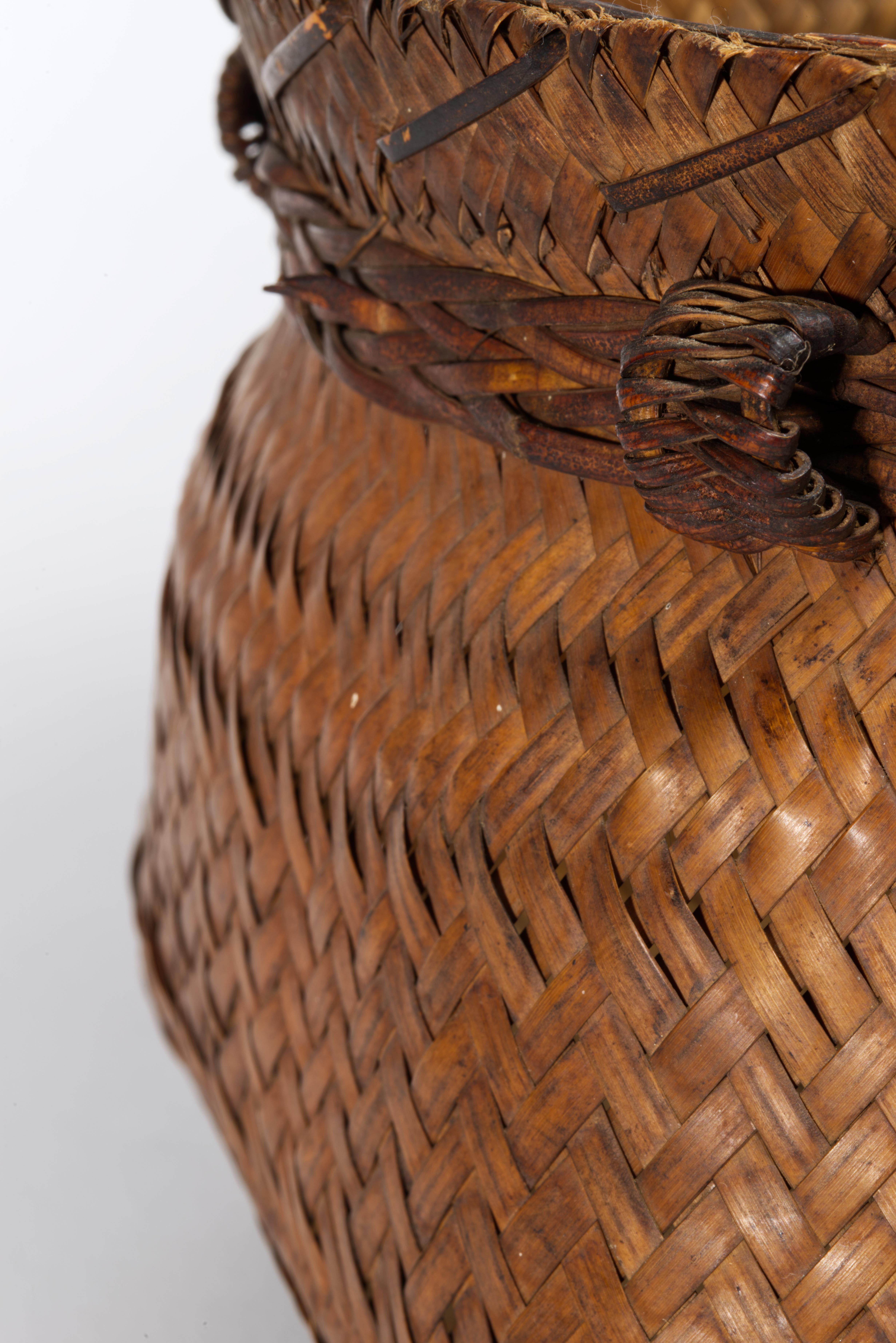 Square Woven Smoked Bamboo Wicker Basket, Ifugao Folk Art 3