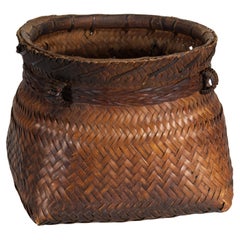 Square Woven Smoked Bamboo Wicker Basket, Ifugao Folk Art