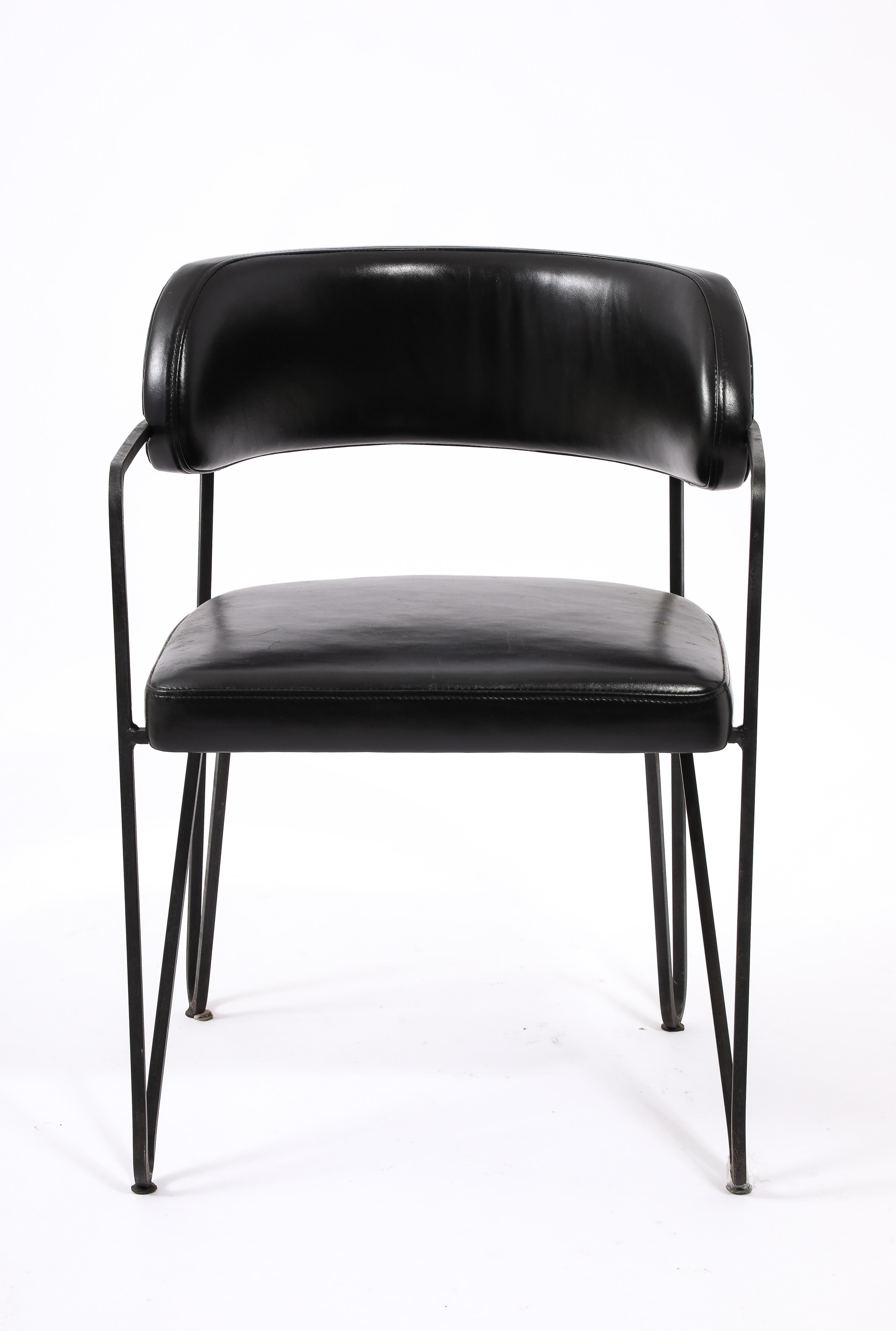 Square section wrought iron chair with comfortable curved back.
Twelve available.
