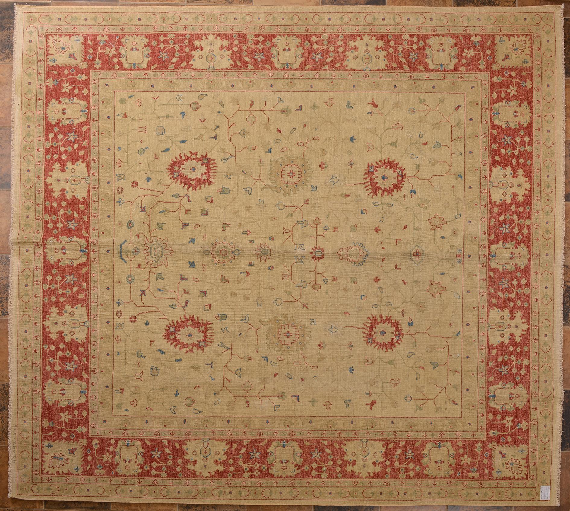 Square Ziegler Style Sultanabad Carpet or Rug For Sale 1