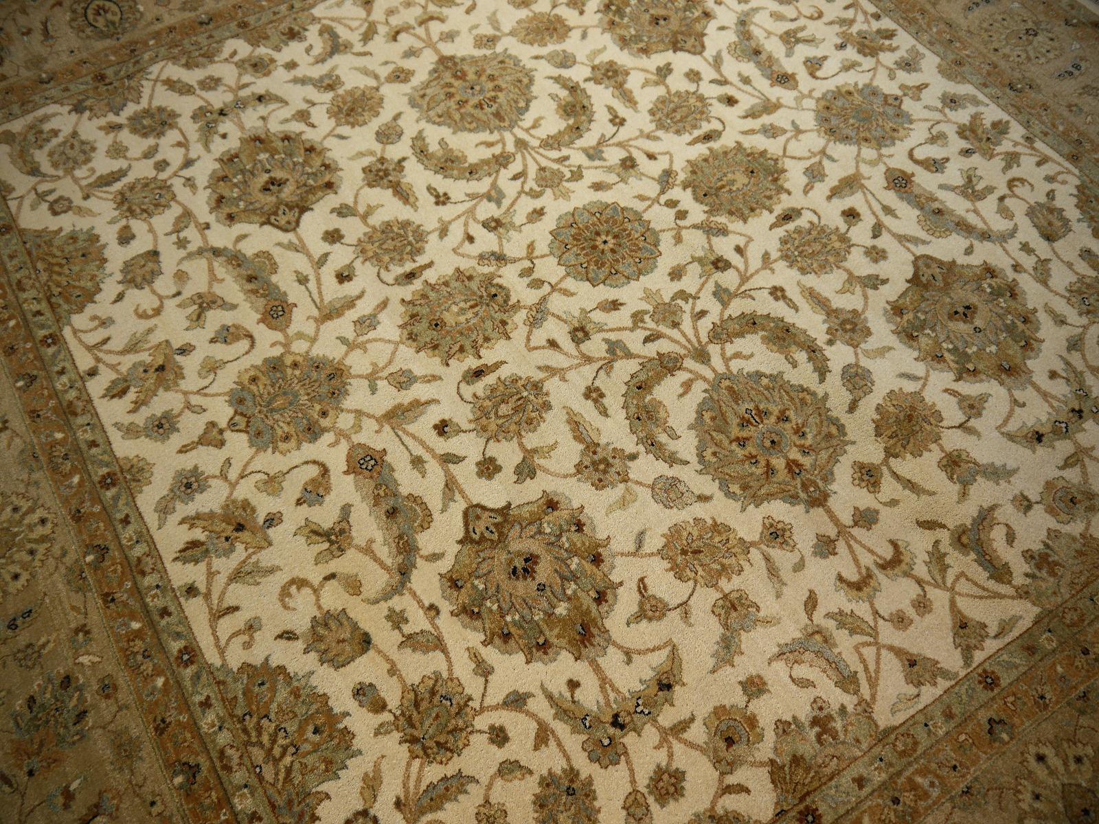 Square Ziegler Mahal Design Rug Wool Pile Beige Green from India 11