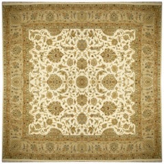 Square Ziegler Mahal Design Rug Wool Pile Beige Green from India
