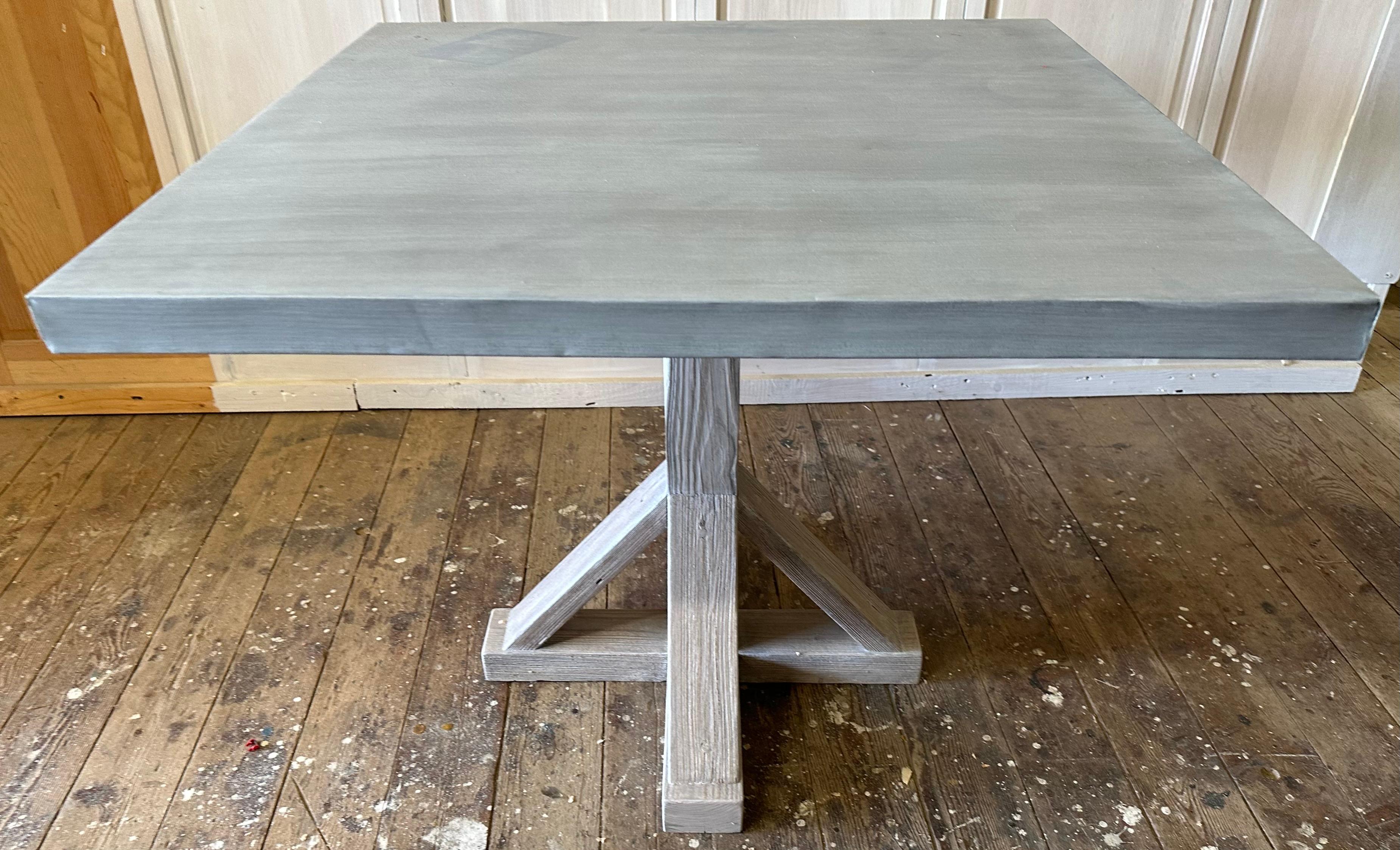 20th Century Square Zinc top dining table For Sale