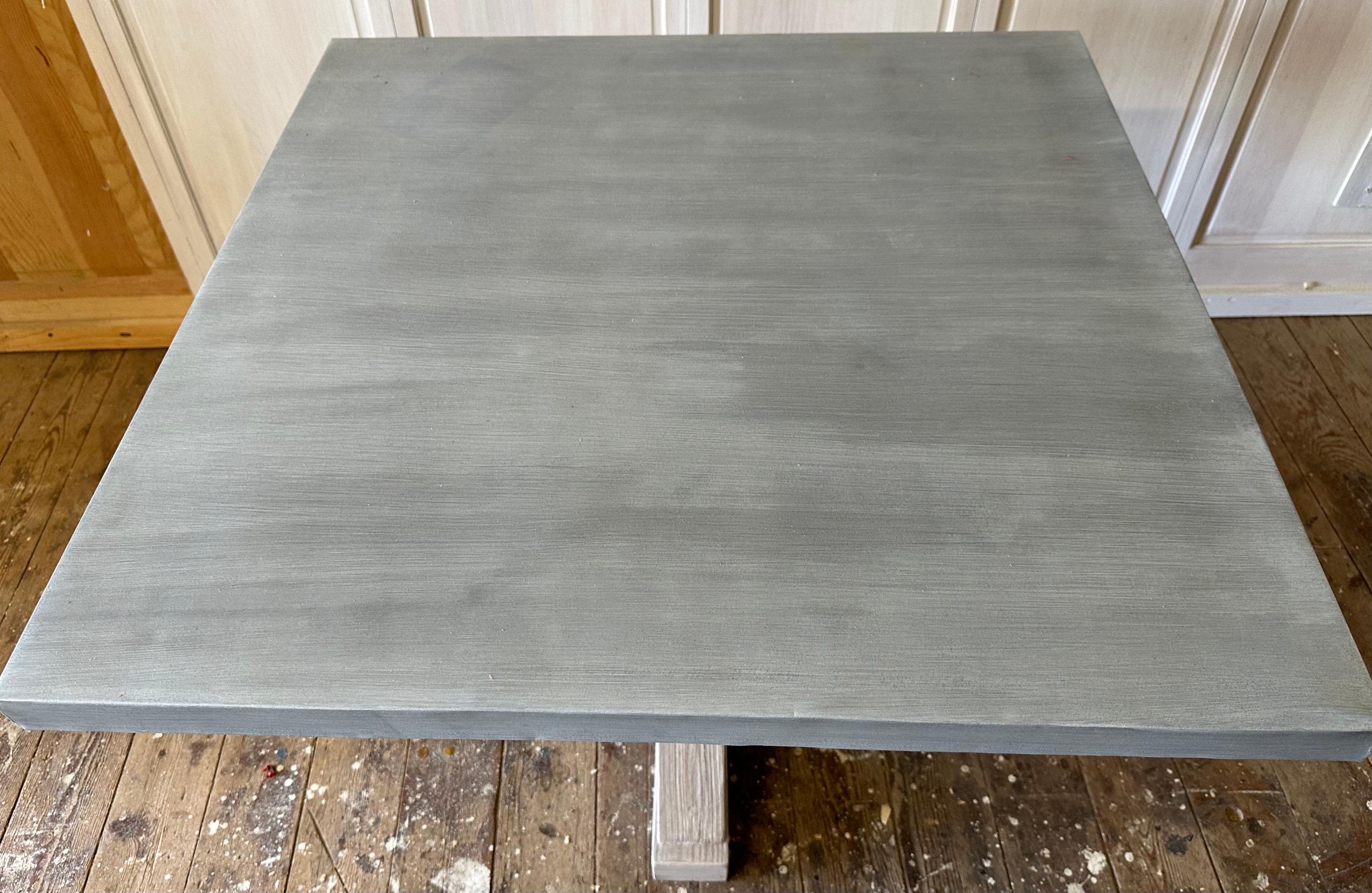 Square Zinc top dining table For Sale 1