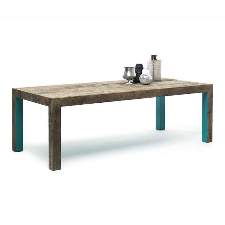 Moderne Table de salle à manger carrée Zio Tom avec détails bruns Claudio Bitetti & Mogg en vente